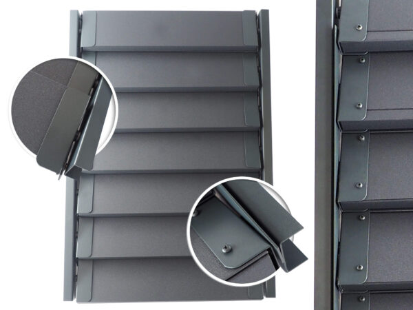 Antracytowe żaluzje ruchome do ogrodu z metalu