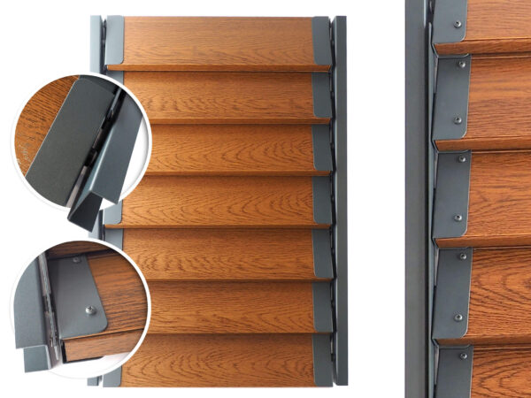 Metalowe żaluzje ogrodowe, na taras kolor dąb złoty